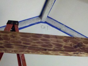 Beams sanded and getting primed