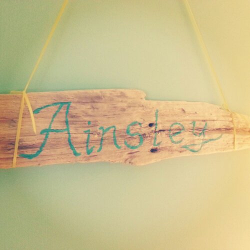 driftwood sign wellscituated I hand painted a sign with her name over the changing table